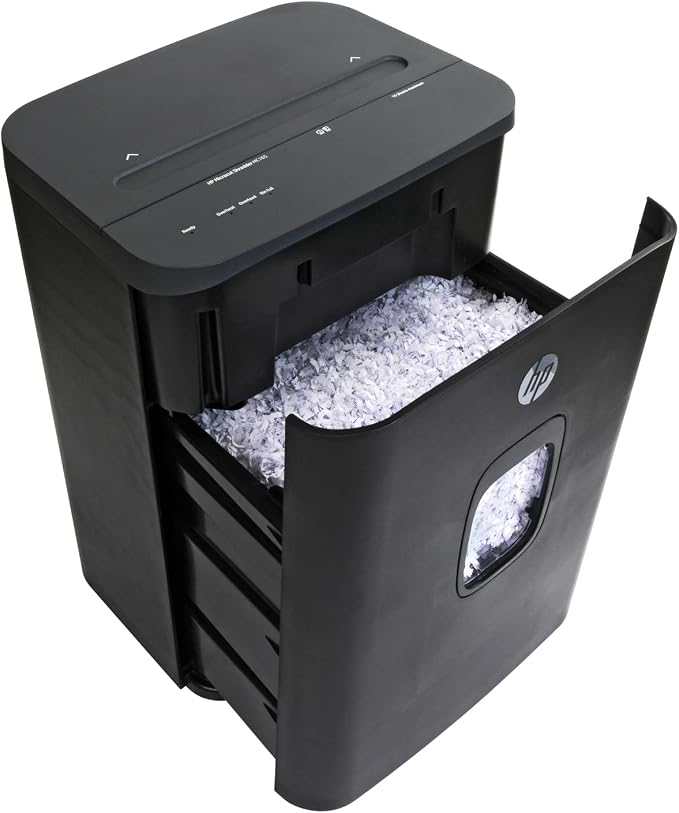 HP - Micro Cut Paper Shredder, 16-Sheet with Slide Top for Office | Micro Cut High Security Shredding, Slide Top Design, Pullout Basket, Rolling Casters, Home And Office Use