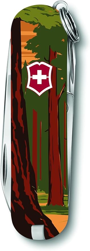 Victorinox Classic SD Swiss Army Knife, Compact, 7 Functions, Swiss Made Pocket Knife with Small Blade, Screwdriver and Key Ring - Sequoia National Park