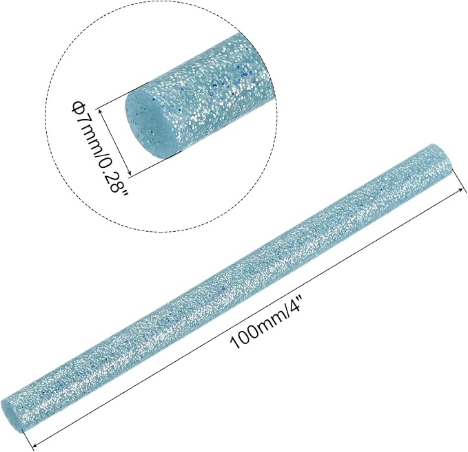 uxcell 30pcs Mini Hot Glue Gun Sticks 4-inch x 0.27-inch High Sticky Small Hot Glue Sticks for Glue Gun, Glitter Sky Blue