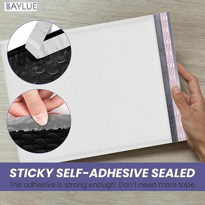 Bubble Mailers 12.5x19, Self Seal Poly Padded Envelopes #6, 100 Pack Bulk | Holds Clothing & Bulk Items, No Tape Needed, Cushioned Protection, Water-Resistant Poly, Made in USA