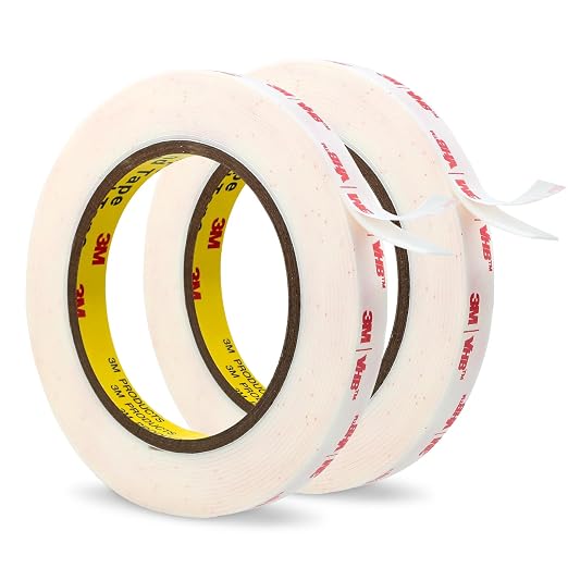 3M Double Sided Tape Heavy Duty 1/2'' x 15.4Ft 4950 White 2 Pack | Waterproof Heat Resistant 0.043in Thick Foam Mounting Tape for Car, Home, Office, Decoration