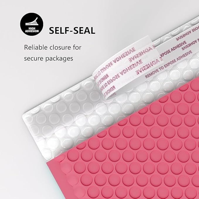 10 x 13 Inch Bubble Mailer 40 Pack, Waterproof Padded Envelopes with Strong Self-Seal Adhesive, Cushioning Shipping Bags with Bright Color for Small Business - Pink