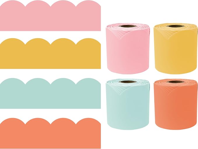 Carson Dellosa Retro Bulletin Board Borders - 260ft Groovy Pink, Yellow, Green, Orange Boho Classroom Décor, Teacher Supply, School, Office Cork or Whiteboard, Wall, Locker, Party Decoration 4 Pack