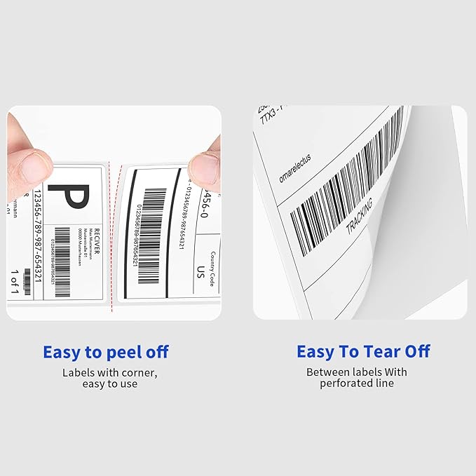 4" x 6" Fanfold Direct Thermal Labels, 4000 Total 4 Stacks, White Perforated Shipping Labels Compatible with Zebra, Elton Printers