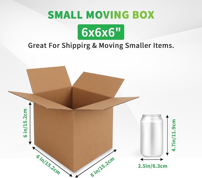 Rempry 30 Pack 6x6x6 Shipping Boxes Brown, Small Corrugated Cardboard Box for Mailing, Packaging Small Business, Kraft Mailer Gift Boxes