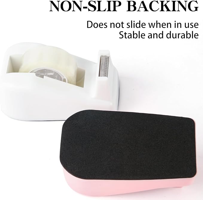 Desktop Tape Dispenser with Nonskid Base,Includes 12Rolls of Tape | [Pink] [Transparent Tape (0.71” x 1000” Per Roll)] [Heavy-Duty Non-Slip Office Tape Dispenser for Home, Office]
