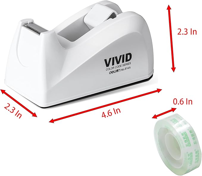 Small Tape Dispenser, Pink Tape Cutter for Less Than 0.8 Inch Wide Tape Durable and Not Easily Broken for Household and Work (White)