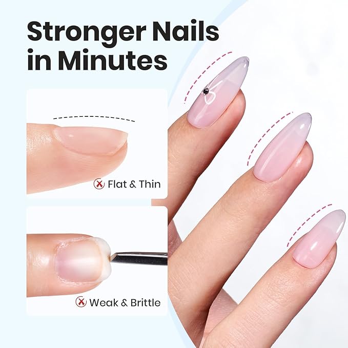 Beetles Builder Gel for Nails 2Pcs, 7 in 1 Clear Building Gel Set HEMA-FREE&TPO FREE with Nail Brush, for Strengthening Natural Nail Apex & Extension DIY Salon at Home,UV LED Lamp Cured