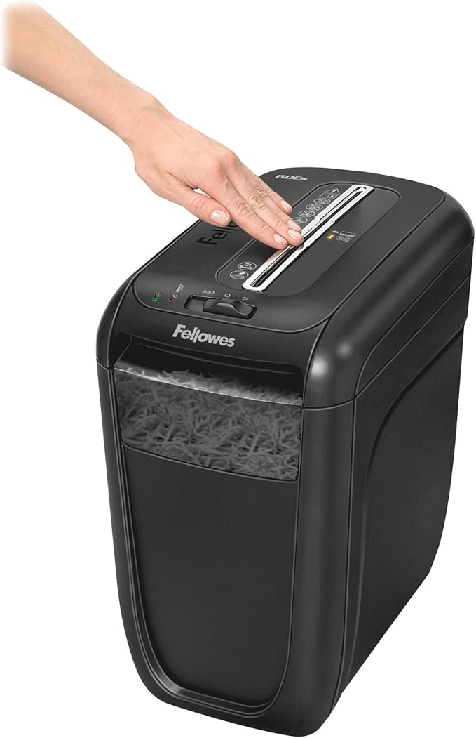 Fellowes 4606001 60Cs 10-Sheet Paper, Credit Card Shredder with Safety Features