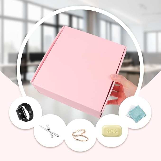 8x8x4 Inch Pink Shipping Boxes Small 30 Pack, Mailer Boxes for Packaging Small Business Supplies, Cardboard Boxes for Packaging, Packing Boxes