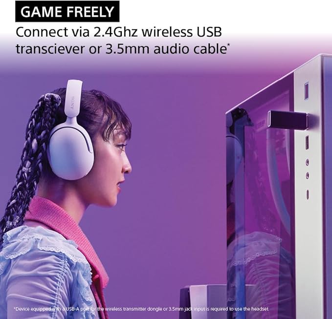 Sony INZONE H5 Wireless Gaming Headset, 360 Spatial Sound, Works with PC, PS5, 28 Hour Battery, 2.4Ghz Wireless and 3.5mm Audio Jack, WH-G500 White