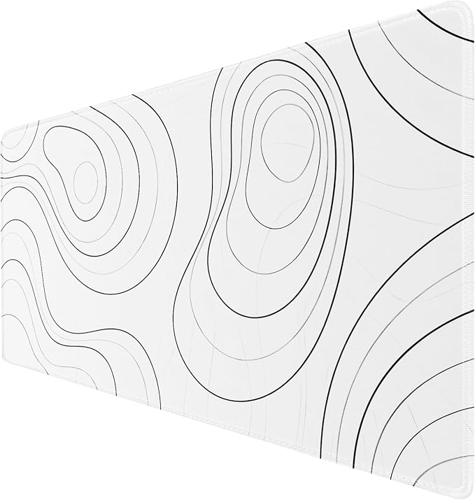 Large Mouse Pad, 31.5" x15.7" Large Mat with Superior Micro-Weave Cloth, Water Resist Keyboard Mousepad with Non-Slip Base, Laptop Pad for Office Home Gaming, White Black Lines