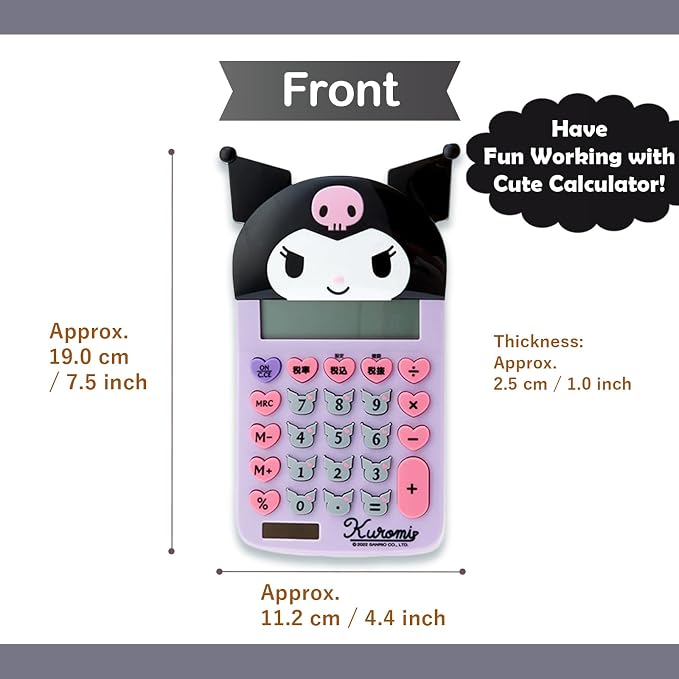 SanrioOriginal Face Shaped Calculator (Japan Import) - Includes Cherry Blossom Message Card (Kuromi)