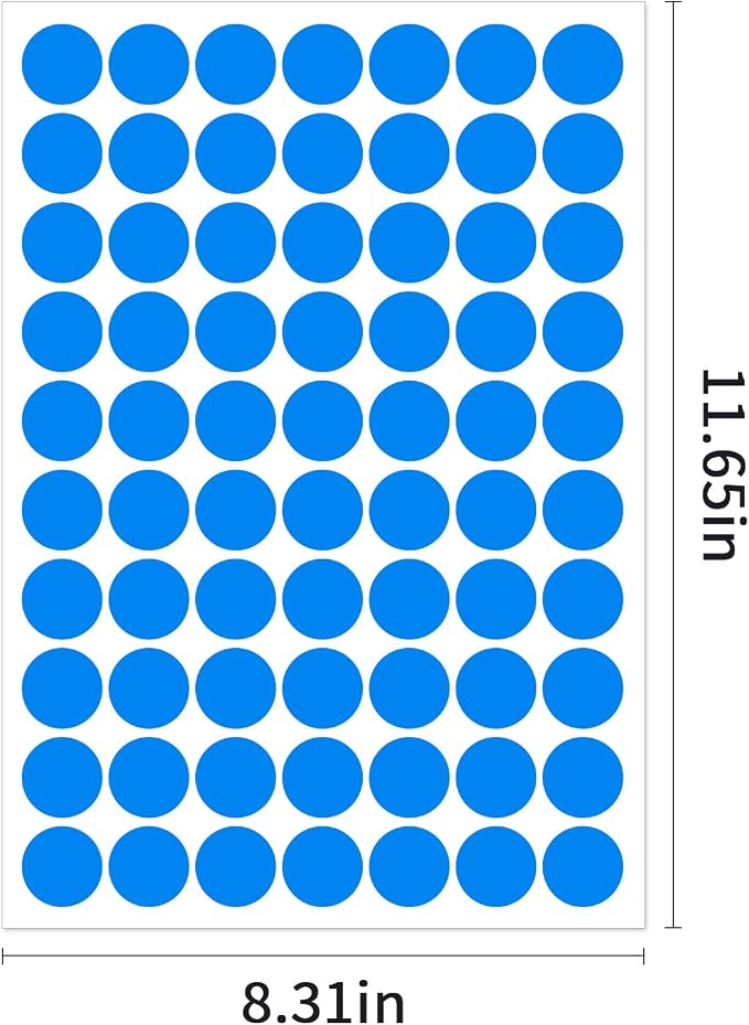 1" Blue Dot Stickers 1050 PCS Round Circle Stickers Colored Coding Labels