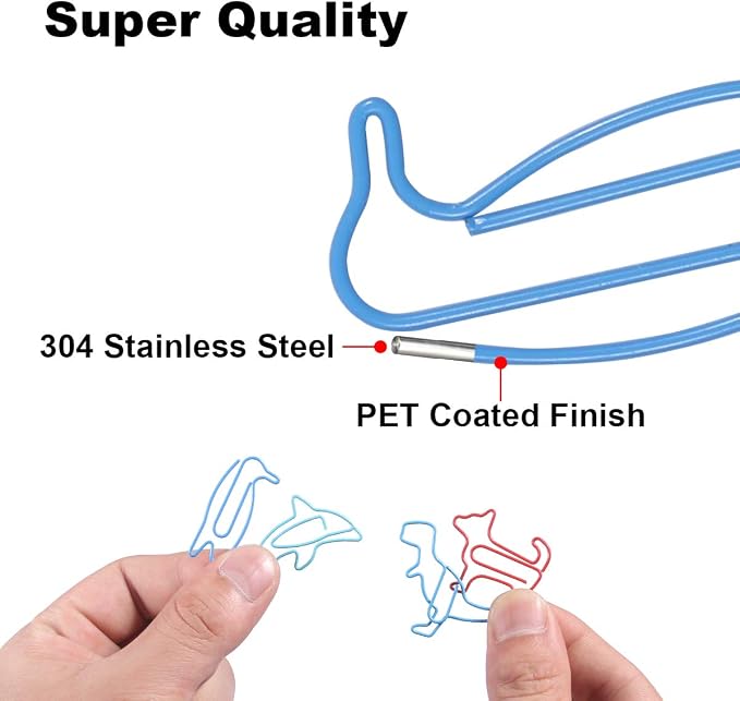 Animal Shaped Paper Clips 80-Count: 16 Cute Funny Paper Clips Assorted Colors - Rust-Resistant - Holds 50 Sheets Fun Office Supplies Bookmark Clips School Home