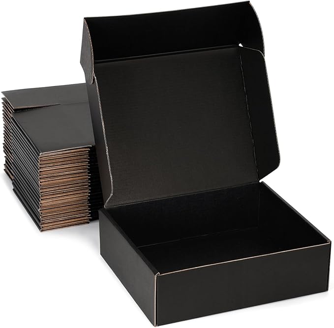 Small Shipping Boxes 9x6x2 Inches – Black Corrugated Cardboard Boxes (20-Pack) for Mailing, Packing, Small Business & Gift Packaging - Recyclable & Sturdy