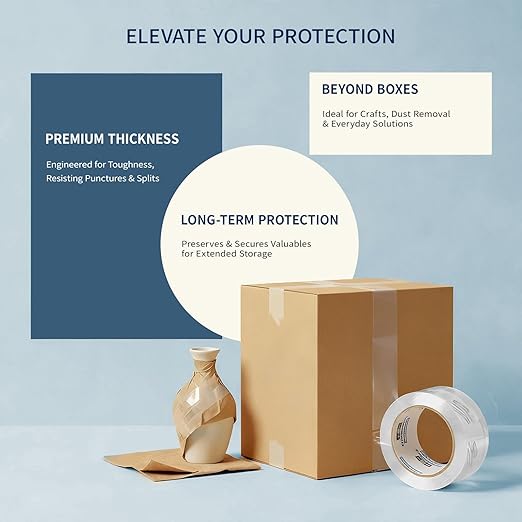 6 Rolls Clear Packing Tape, 1.88 Inch x 68 Yards, 2.7 Mil Thick - Heavy Duty Shipping Tape for Moving, Sealing Boxes, Packaging - Strong Adhesive, Crystal Clear, Residue-Free