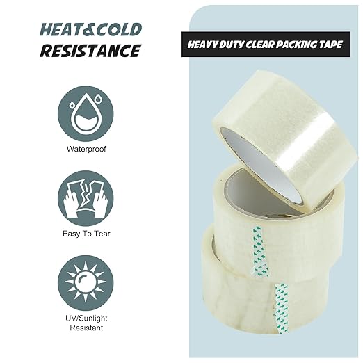 36 Rolls Thin Heavy Duty Carton Sealing Clear Packing Tape 2 Inch x 55 Yards 3" Core 2 Mil Thick, Strong Pressure-Sensitive Adhesive Packaging Tape for Storage Moving Mailing Box Shipping