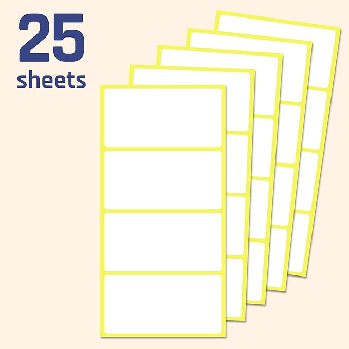 100 Pieces, 3" x 1.5" - Labels Stickers for Storage Bins, Organizing, Moving Boxes - Matte White