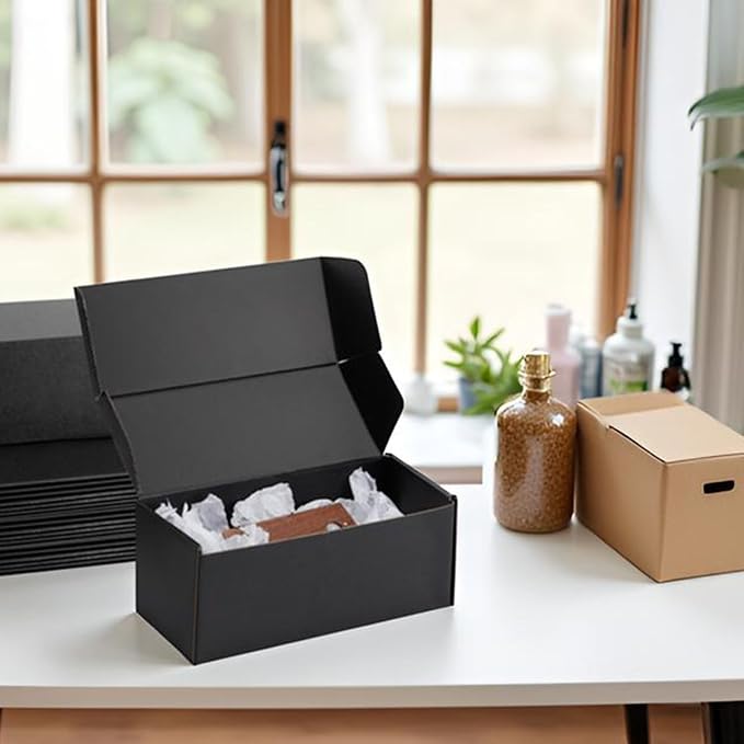 10x4x4 inch Black Shipping Boxes for Small Business- Set of 25