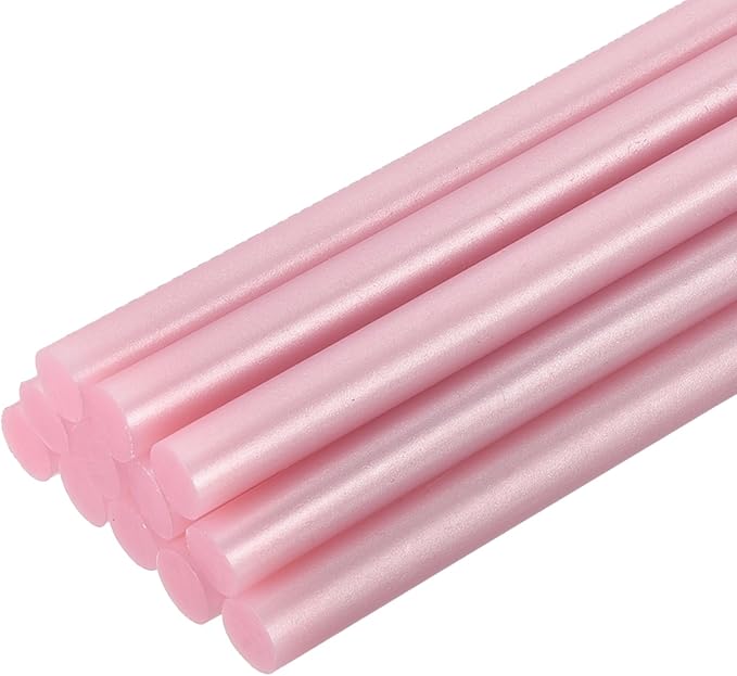 uxcell 12pcs Mini Hot Glue Sticks for Glue Gun 0.27 x 4 Inch Small Glue Sticks, 7 x 100mm Metallic Pink