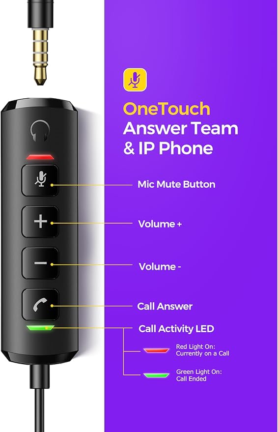 USB Headset with Microphone for PC, Computer Headset with Microphone Noise Canceling Mic for Laptop Call Center Wired Headset with Mic for Work Zoom Skype Teams from Office Home