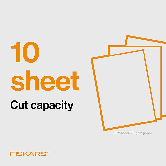Fiskars SureCut Portable Paper Trimmer, 9" Cut Length for Cardstock and Photos, Fits in 3-Ring Binder for Travel, 10 Sheet Cutting Capacity, 9" Rail, Orange