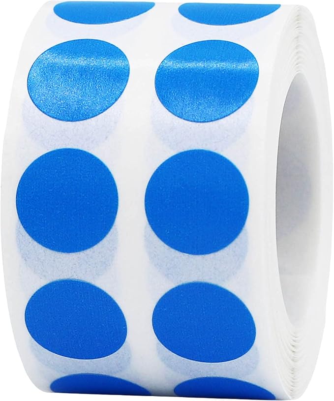 Blue Color Coding Labels for Organizing Inventory 0.50 Inch Round Circle Dots 1,000 Total Adhesive Stickers On A Roll