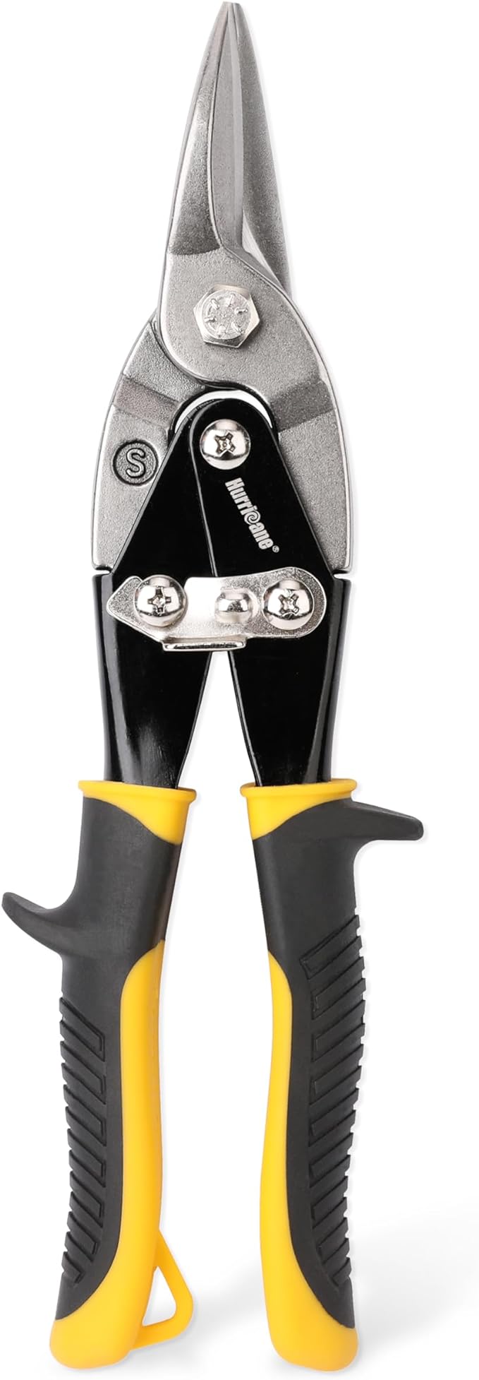 HURRICANE 10 Inch Aviation Tin Snips, Straight Cut Shears for Sheet Metal, Aluminum, Gutter & DIY Projects, Regular Straight Cutting Sheet Metal Cutter