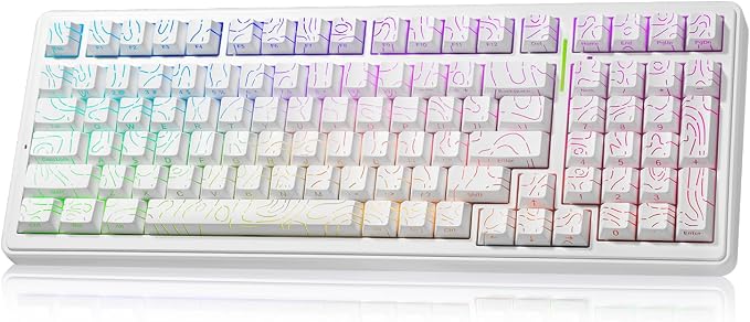 Aula F99 Creamy Keyboard Wireless Mechanical Custom Gaming Keyboards | 96% Computer Keyboard,Hot Swappable RGB Backlit Keyboards,Full Size Topographic Side-printed Keycaps,LEOBOG Switch