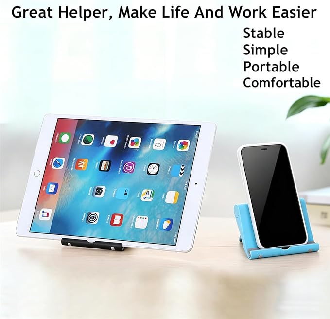 Cell Phone Stand 2 Pack, Desktop Holder for Phones & Tablets (2, Black+Blue)