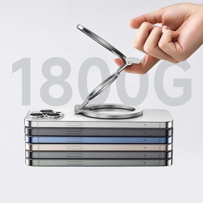 Dual-Side Magnetic Ring Holder, Foldable Gym Phone Stand Grip | Magnetic Mount for the Gym/ Golf Cart for iPhone 17 Pro Max/16/15/14/13/12 Series and MagSafe Cases