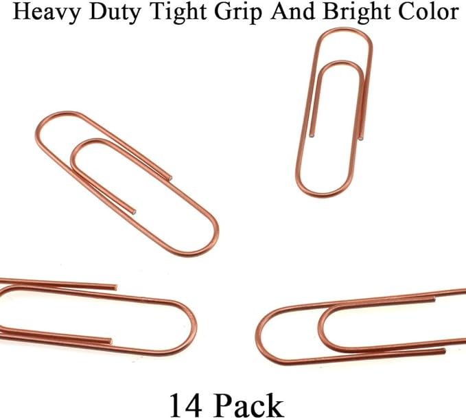 HAHIYO Paperclips 4 inch (100mm) Extra Large Paper Clips Sturdy Bright Rose Gold Vinyl Coated Prevent Scratching Tearing The Pages for Bookmark Organize Home Office School 14 Pack