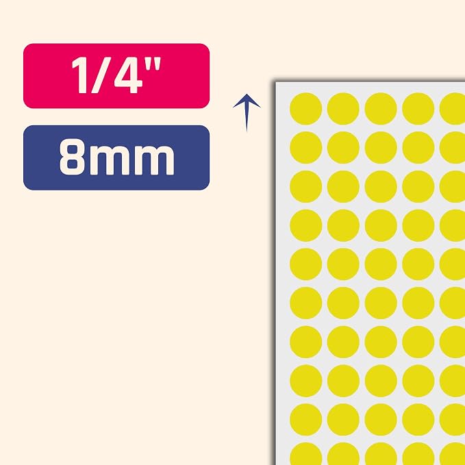 6000 Pack - 1/4" Small Dot Stickers Round Circle Labels - Yellow