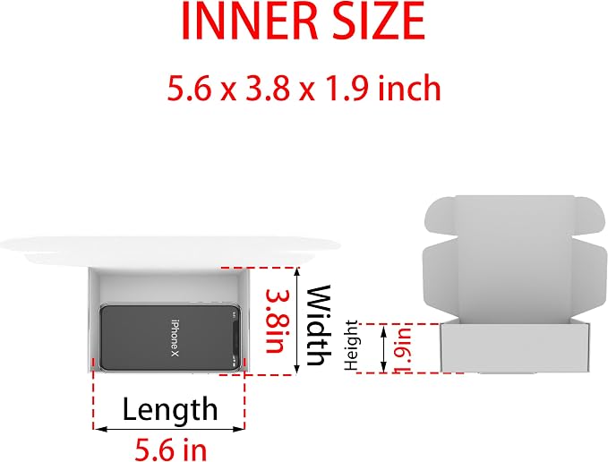 6x4x2 Shipping Boxes Set of 50, Black Mailer Corrugated Cardboard Box | for Packaging, Literature, Packing, Mailing, Storage, Small Business, Moving, Gift, Supplies, Quick Fold, Tab Locking