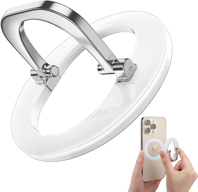 SUPERONE for MagSafe Phone Grip, Adjustable Magnetic Phone Ring Holder | Removable Phone Finger Ring Kickstand，Mag Safe Accessories Only Compatible with iPhone 17 - 12 Series, Mag Safe Case - White