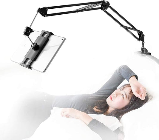 Tablet Stand for Bed,360 Degree Rotating Bed Tablet Mount Holder Stand with Aluminum Arm for iPad,iPhoneXS,N-Switch, Amazon Kindle Fire,or Other 4.7~12.9 inch-Screen Devices