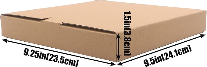 20 Pack 9.25"x 9.4"x 1.5" Flat Shipping Boxes, Brown Kraft Corrugated Cardboard Mailer Boxes, Recycable, Mailing and Storing