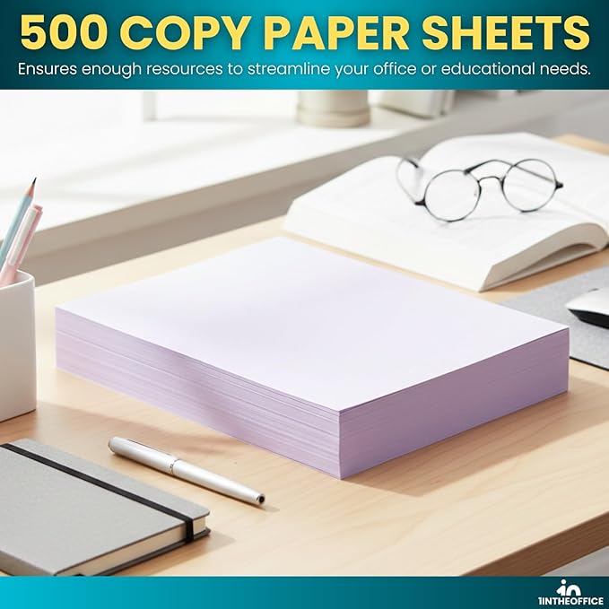 1InTheOffice Lilac Colored Copy Paper, Crafting & Office, 8.5 x 11", 20 lb, 500 Sheets