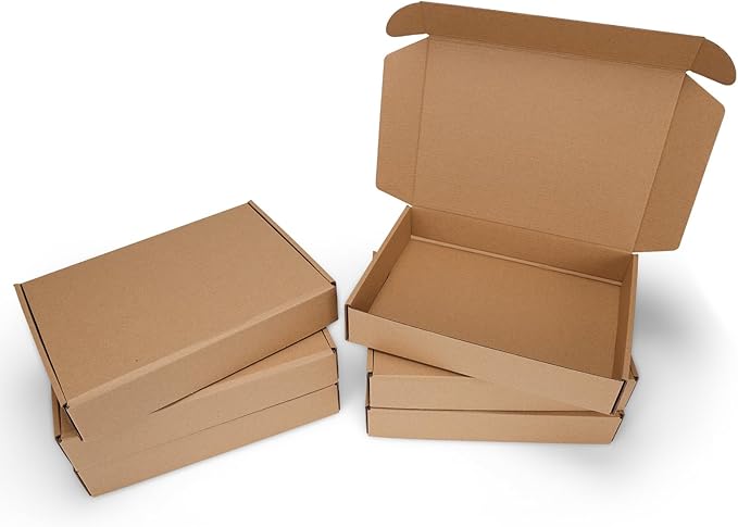11x8x2 inch Shipping Boxes Set of 6 Brown, Inner Size 10.6x7.6x1.6 inch Cardboard Box Mailers for Small Business Packaging Mailing or Gift Wrapping Giving