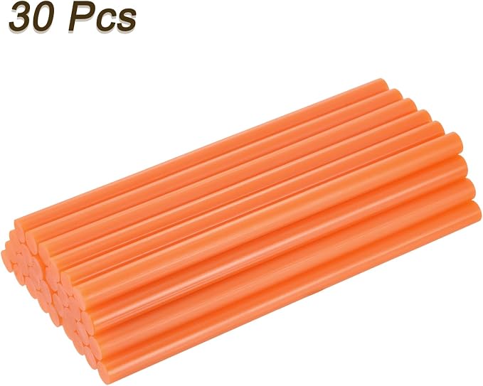 uxcell 30pcs Full Size Hot Glue Gun Sticks 8-inch x 0.43-inch High Sticky Large Hot Glue Sticks for Glue Gun, Orange