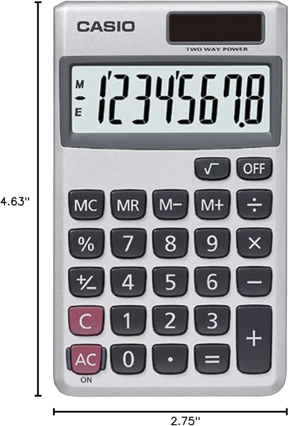 Casio SL-300SV Standard Function Desktop Calculator | General Purpose | Large 8-Digit Display | Pocket Size | Basic Math Functions| Ideal for Home & Office