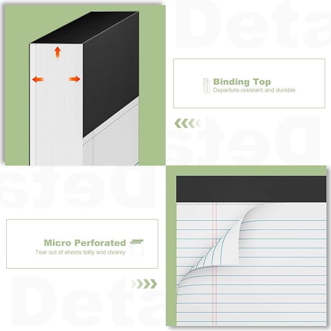 Legal Pads 8.5 x 11 Notepad, 2 Pack White Note Pads 8.5'' x 11'' for Work | Double-Side Printed Lined Paper Pads 8.5 x 11 College Ruled White Notepads 30 Sheets Per Writing Pad for School, Home, Office