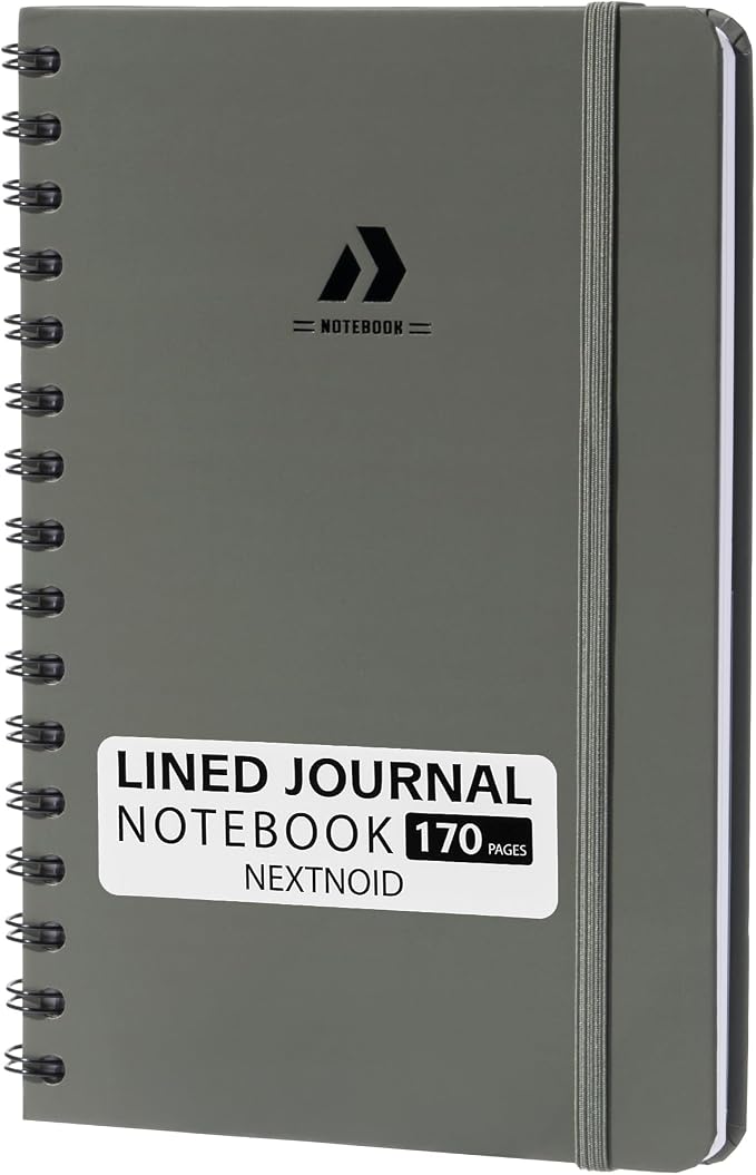 Nextnoid A5 Lined Spiral Notebook - 170 Pages, College Ruled, Sage Stone | Hardcover Notebook for Everyday Writing, A5 Size (5.8" x 8.3") Journal for Work and School, Daily Journaling and Notetaking