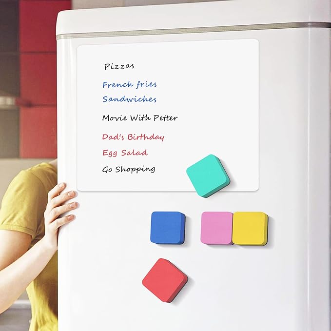 MaxGear 24 Pack Dry Erase Erasers, Magnetic Whiteboard Dry Erasers for Classroom, Mini Whiteboard Cleaning Pads, Chalkboard Wiper Teacher Supplies for School, Office, Home, 6 Color, 2 x 2 Inch