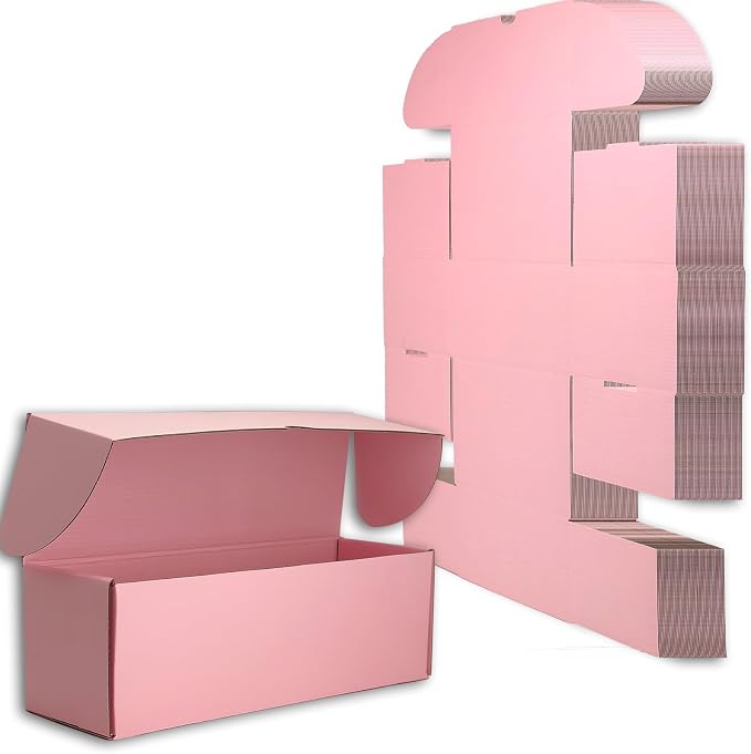 12x4x4 Shipping Boxes Pink Mailer Corrugated Cardboard Box Set of 25 | for Packaging, Literature, Packing, Mailing, Storage, Small Business, Moving, Gift, Supplies, Quick Fold, Tab Locking