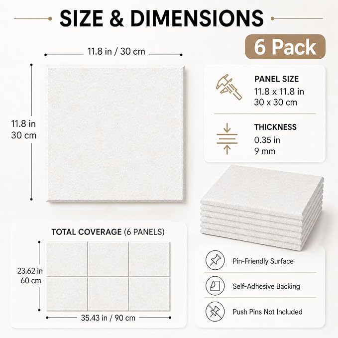 Felt Bulletin Board Tiles, Large Cork Board Alternative,24 x 36 in | 0.35 in modular felt wall tiles for notes, photos, schedules, reminders in offices, classrooms, home and office workspaces