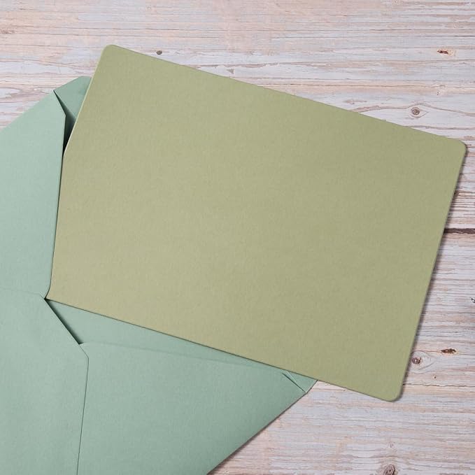 25 Pieces A7 Colored Envelopes with Cards and Stickers Set, Green 5Colors | 5x7 inches Envelopes For Weddings, Invitations, Birthday, Baby Shower