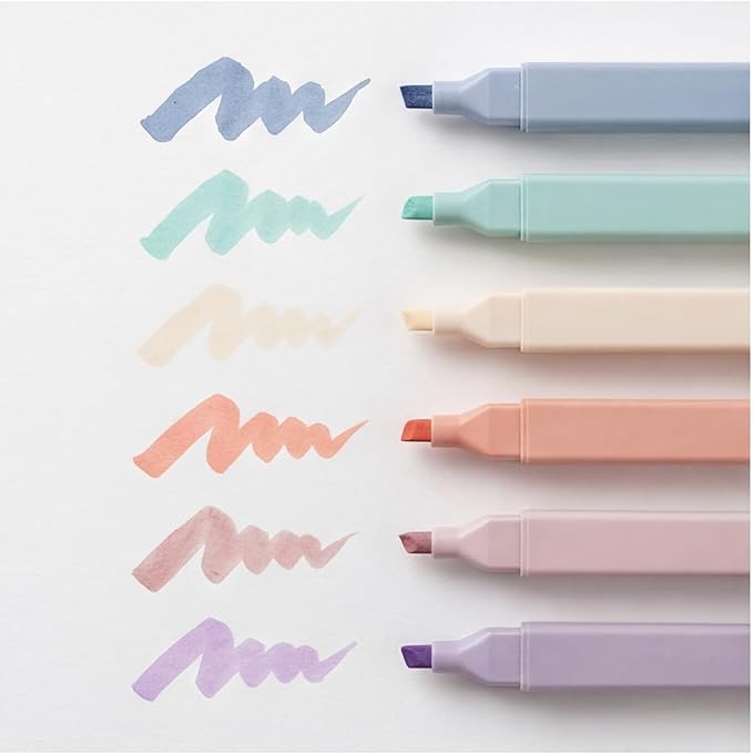 6pcs Pastel Highlighters Aesthetic Cute Highlighters Double Head Highlighter Soft Chisel Tip Marker for Diary Plan Notes