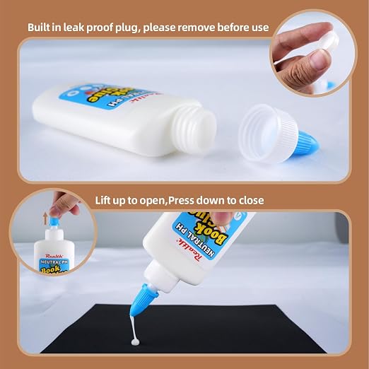 Book Binding PVA Glue – PH Neutral, Acid-Free Tacky Adhesive for Hardcover, Paperback, Bible & Journal Repair – Dries Clear, Flexible & Strong – 3.38 Fl Oz (100ml)